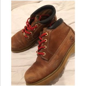 Brown leather timberland boots